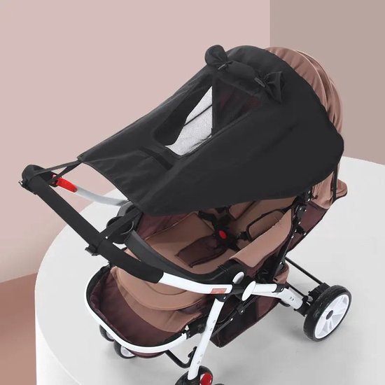 Universeel UV 50+ Zonnescherm voor Buggy met Kijkvenster - Zwart - Waterproof van Universeel