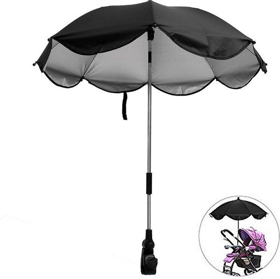 Universele 2-in-1 Kinderwagen Parasol Paraplu - Baby Buggy UV Zonnescherm Regenhoes - Universeel - Zwart van Universele