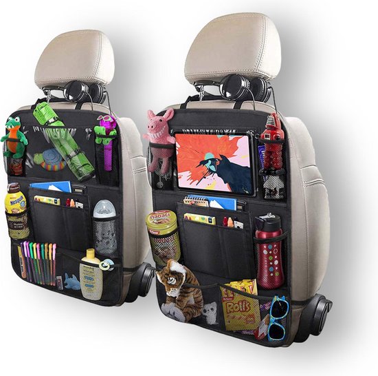 Universele Autostoel Organizer - 2 Stuks - Extra Opbergruimte - Tablet/Telefoon Houder - 20 Vakken - Zwart van Dresco