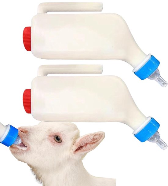 Universele babyfles met nauwkeurige ergonomische handgreep | Zuigfles in de vorm van een lammetje, inclusief afstudeerceremonie, Geschikt voor kinderen, puppy's, kalfjes, kleine dieren en buitenactiviteiten.