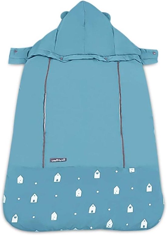 Universele Draaghoes - Baby Mantel - Warm Blijven - Afneembare Capuchon - 89 x 72 cm - Blauw