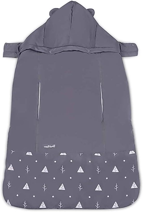 Universele Draagjas - Baby Winterjas - Baby Warm Houden - Afneembare Winddichte Kap - 89 x 72 cm - Grijs