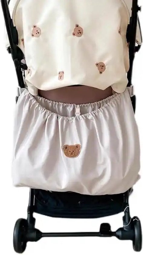Universele Kinderwagen Boodschappentas (70x40 cm) - Hangende Buggy Organizer - Grote Boxzak - Crème - Beertje van Universele