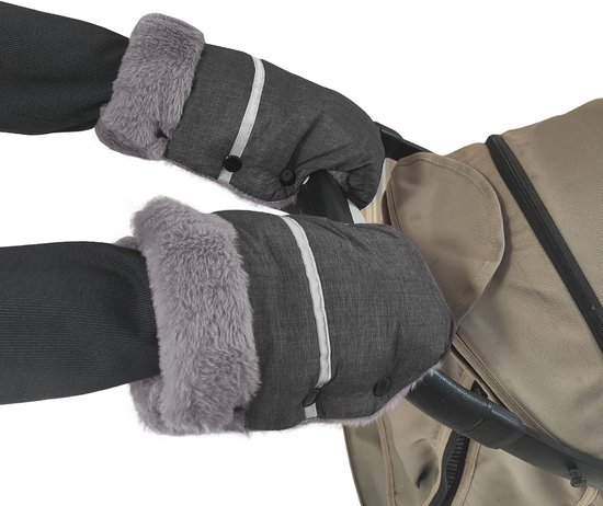 Universele Kinderwagen Handmuff - Waterdicht en Winddicht Met Fleece Voering - Grijze Handwarmer van Universele