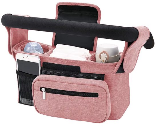 Universele Kinderwagen Organizer - Compacte Tas Buggy - Roze - Box Tas - Box organizer van AyeKids