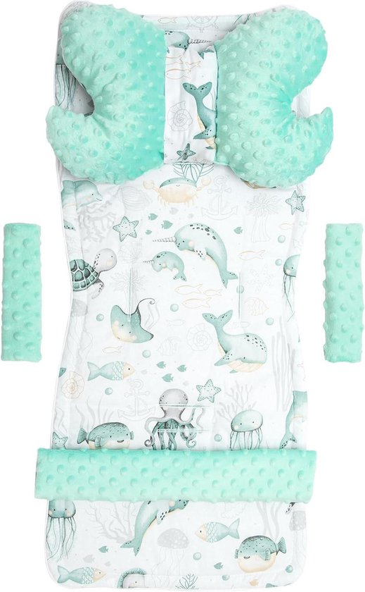 Universele kinderwageninzet - Zitinzet kinderwagen buggy inzet - Comfortabel reizen baby - Dubbelzijdig katoen en minky - 78x35 cm