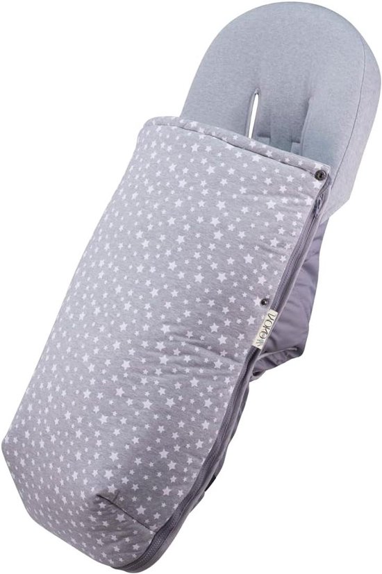 Universele Kinderwagenzak - Voetenzak baby - Warmte en comfort - Hypoallergeen katoen - 42 x 100 cm - Wit met sterren