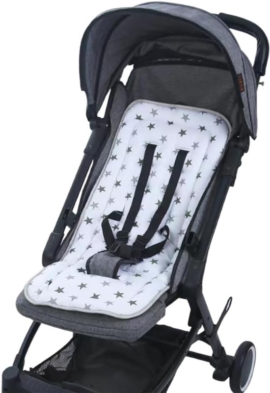 Universele Kinderwagenzetelvoering Katoen – Ademend Zacht Kinderwagenkussen Met Hoofd-Hals-Lichaam Ondersteuning, Instelbare Buggy Zetelmat Voor Pram/Pushchair van Merkloos