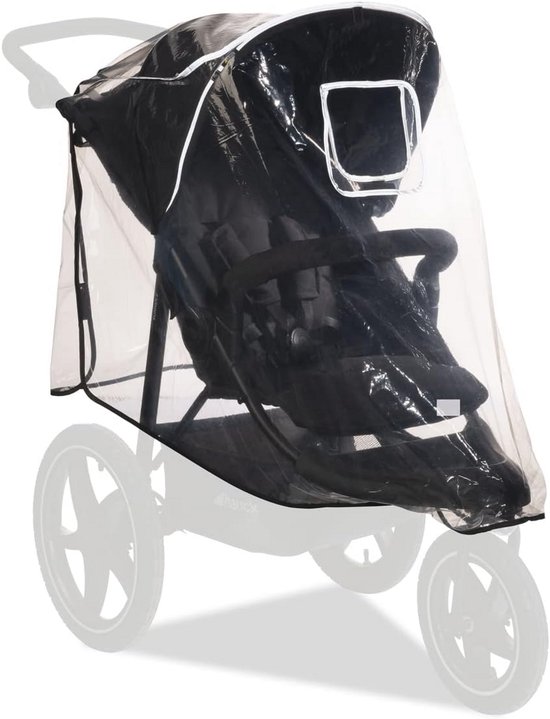 Universele regenhoes voor kinderwagen met 3 wielen - transparant, reflecterende randen, eenvoudig te bevestigen van Merkloos
