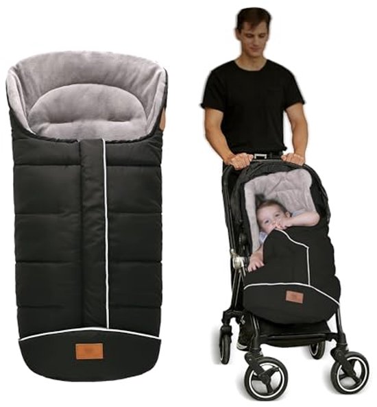 Universele thermische voetenzak voor kinderwagen - Waterdicht, Winddicht, Antislip, Capuchon met Trekkoord - Zwart van Merkloos