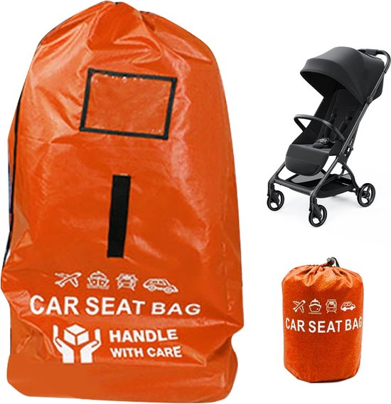 Universele transporttas voor kinderwagen, kinderzitje, transporttas, opvouwbare draagtas, grote opbergtas voor kinderwagen, autokinderzitjes, rolstoelen, waterafstotend, oranje, aktetas van Deuthlon.
