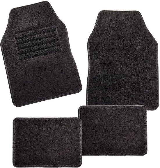universele velours, automat voor bijna alle auto's, 4-delige set vloermatten met zwarte rand van Cartrend