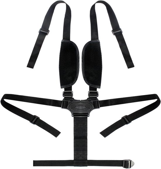 Universele Vijfpuntsveiligheidsgordel – Zwart Haak- en Lusriem voor Kinderstoel of Kinderwagen – Vervangend Beveiligingsriem voor Baby & Peuter van NurtureSupport