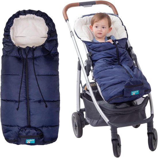 Universele Voetenzak - Baby Dekentje - Winterse Uitjes - Waterdicht Fleece - 99 cm - Marineblauw
