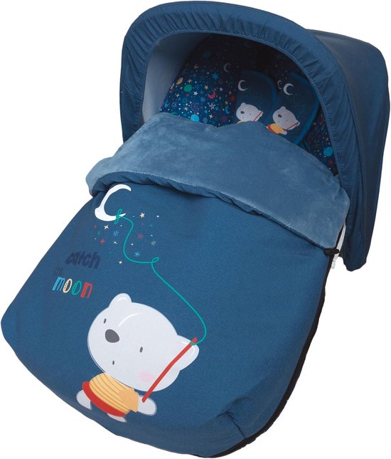 Universele Voetenzak - Fleece Babyzak - Warmte Buiten - Inclusief Kap - 86 x 55 cm - Blauw