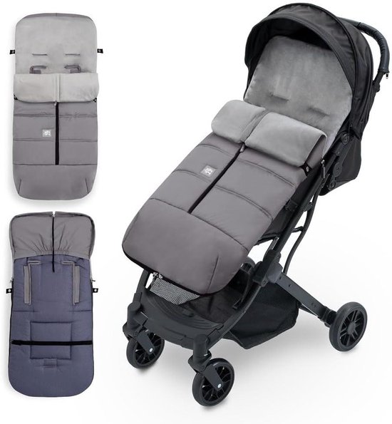 Universele Voetenzak - Kinderwagen Accessoire - Winter Wandelingen - Afneembaar Dubbele Rits - 89 x 49 x 8 cm - Grijs