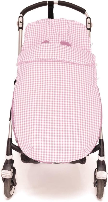 Universele voetenzak - Kinderwagen hoes - Baby warm houden - Handgemaakt in Spanje - 95 x 53 cm - Roze Vichy