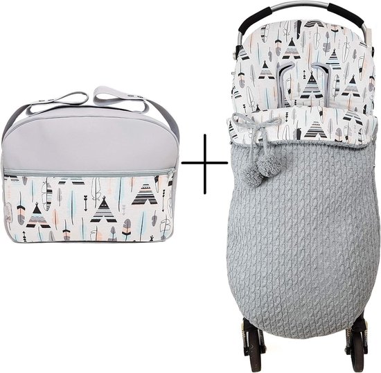 Universele Voetenzak - Maxi Bag Set - Baby Comfort - Afneembare Deksel - 29x39x11 cm - Tipi Feathers
