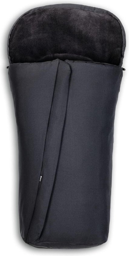 universele voetenzak voor buggy’s en fietskarren, warme fleece, eenvoudige montage met 5-puntsgordel, antislipbescherming, tweeweg ritssluiting, geschikt voor de wasmachine, opvouwbaar, zwart van Zamboo