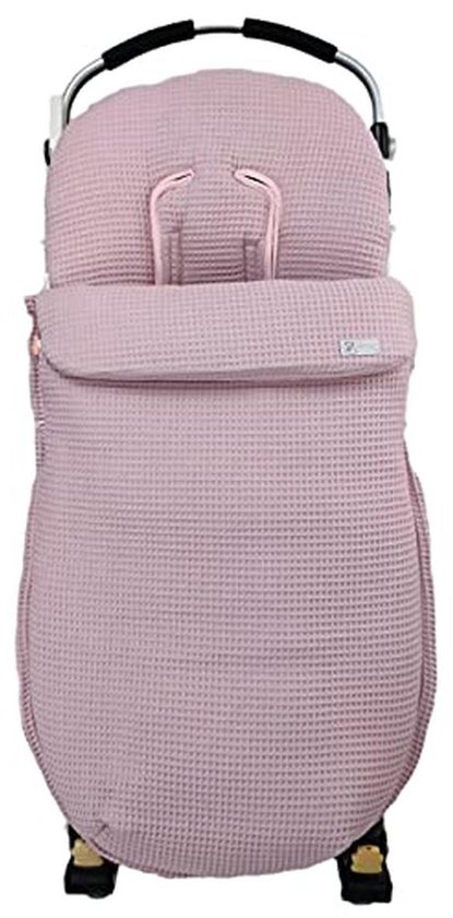 Universele Voetenzak voor Kinderwagen en Buggy - Wafel Piqué Roze