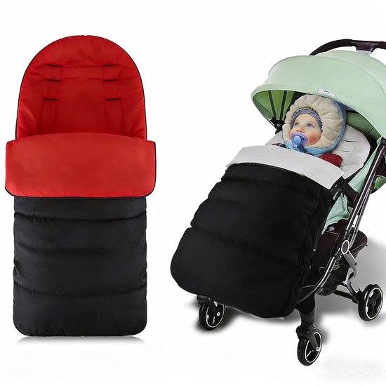 Universele Voetenzak voor Kinderwagen in de Winter - Zachte en Waterafstotende Babyvoetenzak - Warme voethoezen - winddicht - Rood