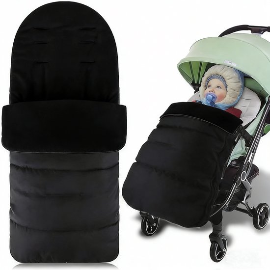 Universele Voetenzak voor Kinderwagen in de Winter - Zachte en Waterafstotende Babyvoetenzak - Warme voethoezen - winddicht - Zwart van Baninni