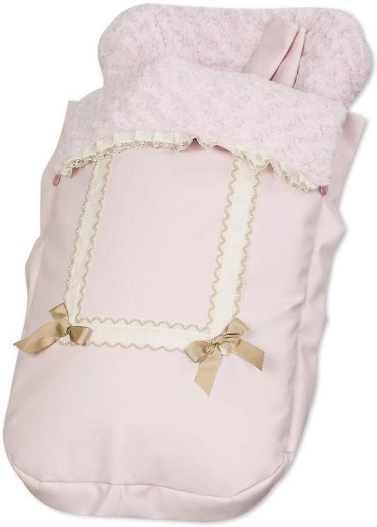 Universele Voetenzak voor Kinderwagen Leerlook Roze met Fleece Voering van Universele