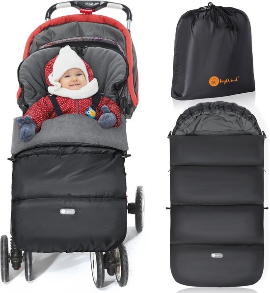 Universele Voetenzak voor Kinderwagen - Winter Voeten voor Buggy met Trekkoord - Waterdicht, Duurzaam, en Comfortabel Design - Zwart-Grijs van Merkloos