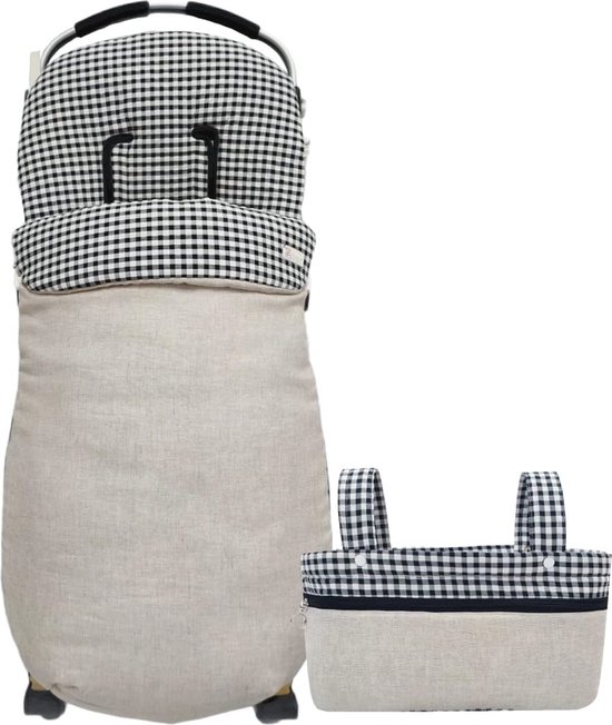 Universele voetenzakset voor kinderwagen met mini-broodtrommel - Handgemaakt, veilig en elegant ontwerp voor kinderen