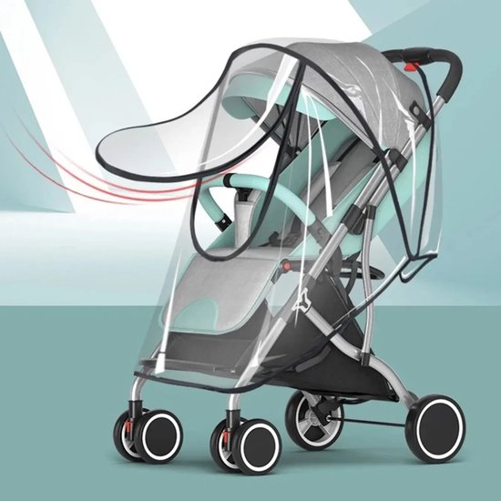 Universele waterdichte regenhoes voor kinderwagens Kinderwagenaccessoires Transparante stofkap Open ritssluiting Paraplu Regenachtig seizoen Waterdicht - Zipper EVA van ZERAYJEANS