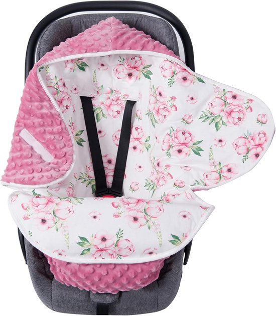 Universele Wikkeldeken voor Baby: Voetenzak voor Kinderwagen, Autostoel & Buggy (3-12 Maanden, Roze Bloemen) van Merkloos