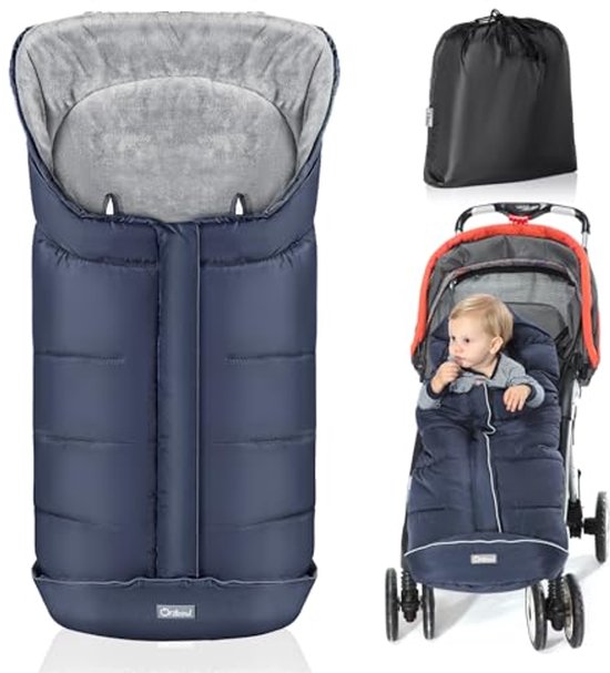 Universele Winter Voetenzak voor Kinderwagens en Draagzakken - Waterdicht, Windproof en Koudbestendig - Inclusief Kap en Opbergzak, Blauw van Merkloos