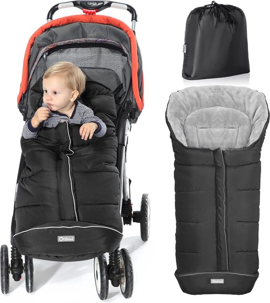 Universele wintervoetenzak voor kinderwagens, buggy's en babyzitjes - groot, zwart van Achteraf.