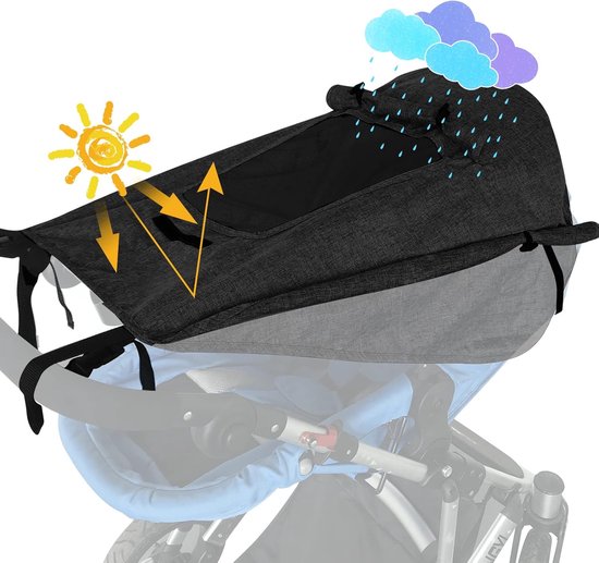 Universele Zonneklep voor Kinderwagens - Verstelbare UV Bescherming tegen de Zon, Zwart van Merkloos