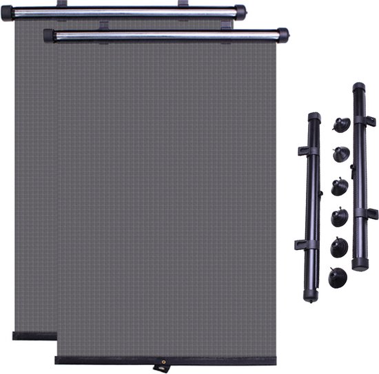 Universele Zonnescherm Auto - Zonwering - Zijruit - UV Protectie - 2 Stuks - Oprolbaar - 40 x 45 CM van Dunlop