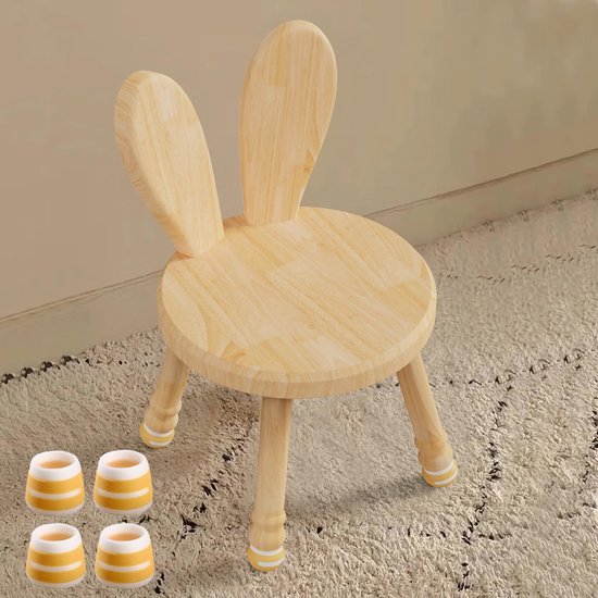 Unyqoos® Houten kinderstoel met konijnenoren en antislipvoetjes voor peuters van Merkloos