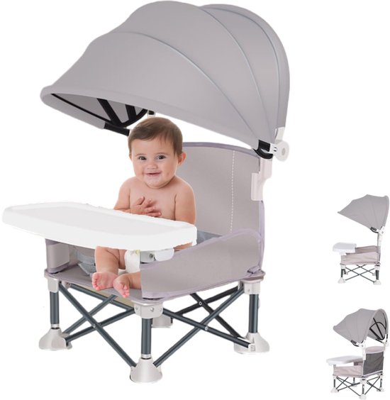 Unyqoos® Opvouwbare Kinderstoel voor Reizen en Avontuur, Inclusief Verwijderbaar Tafelblad en Veiligheidsgordel van Merkloos