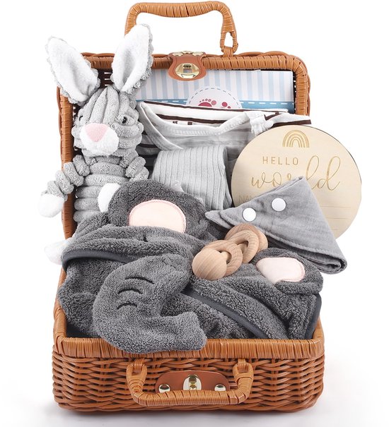 Unyqoos® Uitgebreide cadeauset voor pasgeborenen met dekens en speelgoed van Merkloos