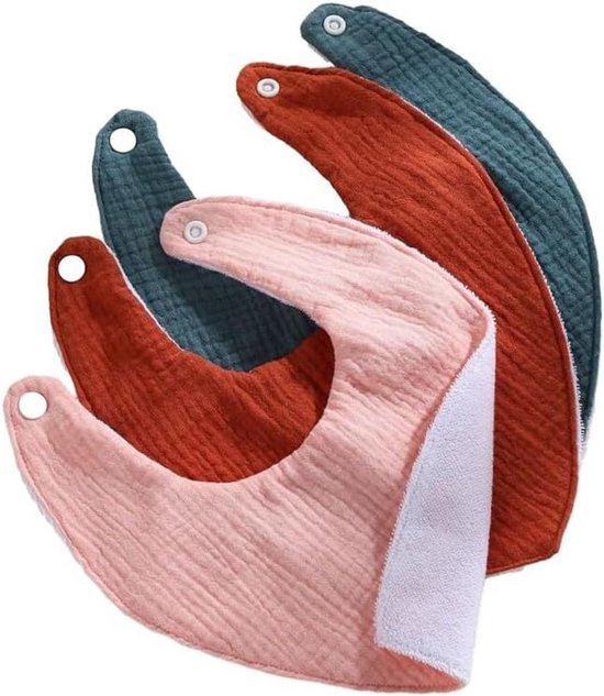 Uposao Baby Bibs Absorbent Triangle Cloth Pack of 3 Soft Absorbent Muslin Neckerchiefs with Push Button Triangle Baby Towels Gift for Boys and Girls