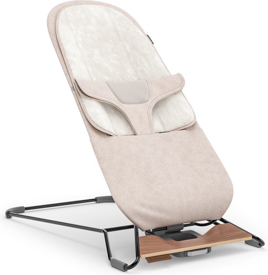 UPPAbaby - Mira Charlie - Wipstoel - Bouncer - Zand - Zwart frame met houten voet - Baby en Peuter - 2-in-1 Schommelstoel - Relax van Merkloos