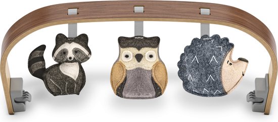 UPPAbaby - Speelboog Forest Fun voor Mira - Wipstoel - Walnoot houten beugel met kleurrijke houten vormen met textuur van UPPAbaby