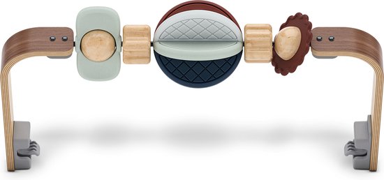 UPPAbaby - Speelboog Wonder Wheel voor Mira - Wipstoel - Walnoot houten beugel met kleurrijke houten vormen met textuur van Merkloos