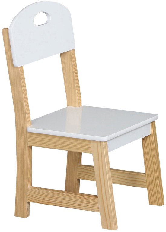 Urban Living Stoeltje voor kinderen - hout - wit - bijzet stoel - 28 x 28 x 57 cm - peuter stoelen/kinderstoelen van Urban Living