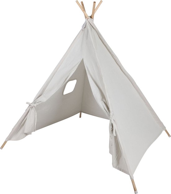 Urban Living Tipi speeltent voor kinderen - 120 x 120 x 150 cm - creme wit - wigwam van Merkloos