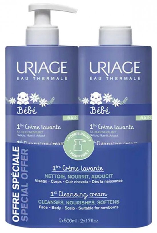 Uriage Bébé 1ère Reinigingscrème Set van 2 x 500 ml van Merkloos