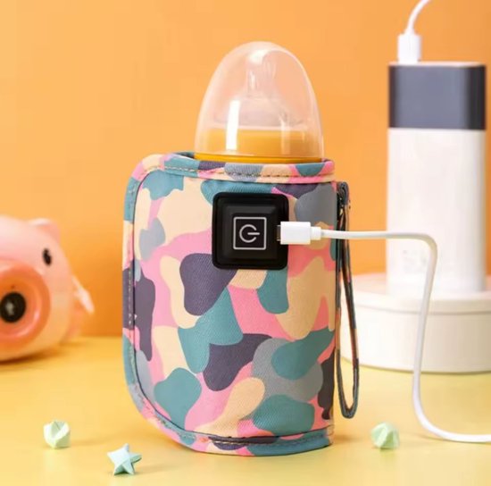 USB Baby Flessenwarmer – Draagbare Geïsoleerde Verwarmhoes – 3 Temperatuurstanden – Voor Reis & Kinderwagen van Merkloos