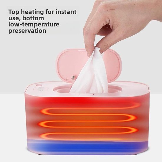 USB Doekjeswarmer - Draagbare Verwarmer - Babyverzorging Thuis - Instelbare Temperatuur - Voor 80 Doekjes - Roze