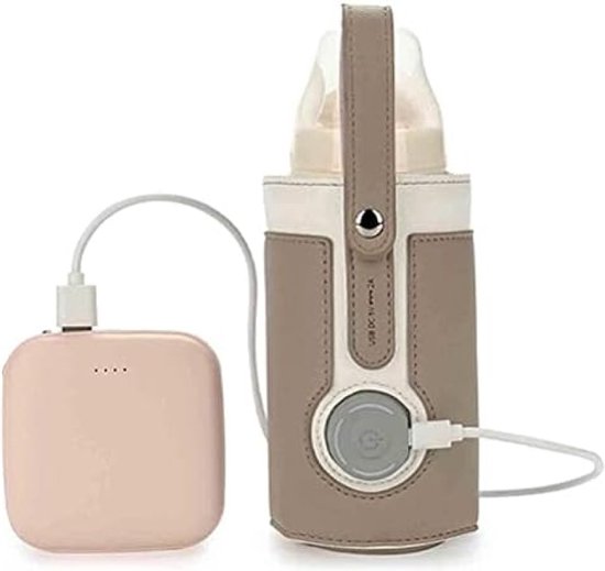 USB Flessenwarmer, draagbare babyflessenwarmer met temperatuur Babytas Babyflessenwarmer Warmte-isolatietas voor reizen Verpleging in de babyruimte van Merkloos