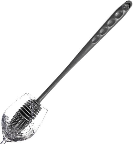 Vaas Cleaner Tool - Flessenborstel Mok - Diepe Fles Reinigen - Flexibele 360° Kop - 32 cm Lengte - Grijs
