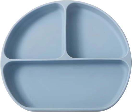 Vakjesbord met zuignap (Poeder Blauw) – Siliconen – Antislip – bord – Baby – Kind – Vanaf 6 maanden – Kinderservies van Merkloos
